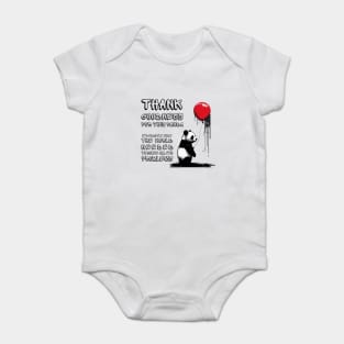 Panda with Red Balloon - A Satirical Take on Banksy's Girl with Balloon Baby Bodysuit